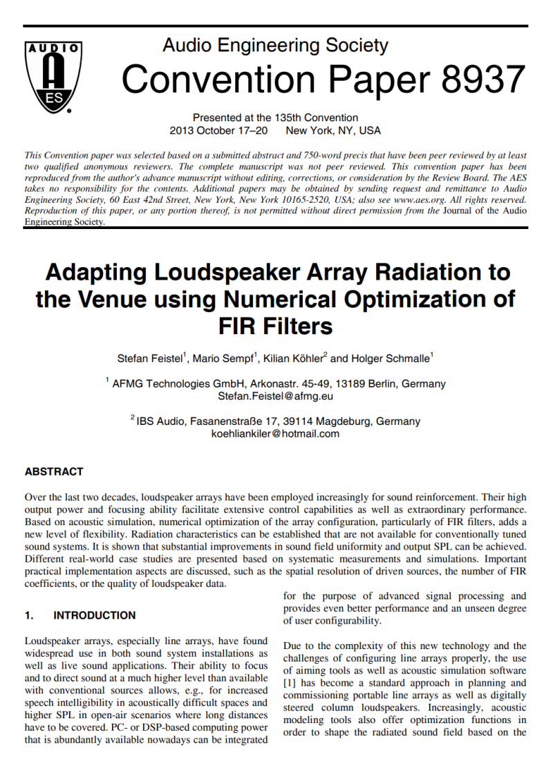 Adapting Loudspeaker Array Radiation to the Venue AFMG FIRmaker EASE Focus