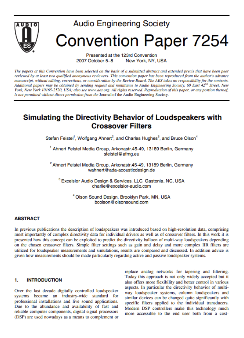 Simulating the Directivity Behavior of Loudspeakers with Crossover Filters