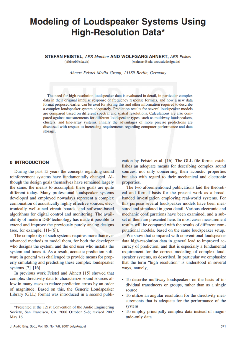 Modeling of Loudspeaker Systems Using High-Resolution Data