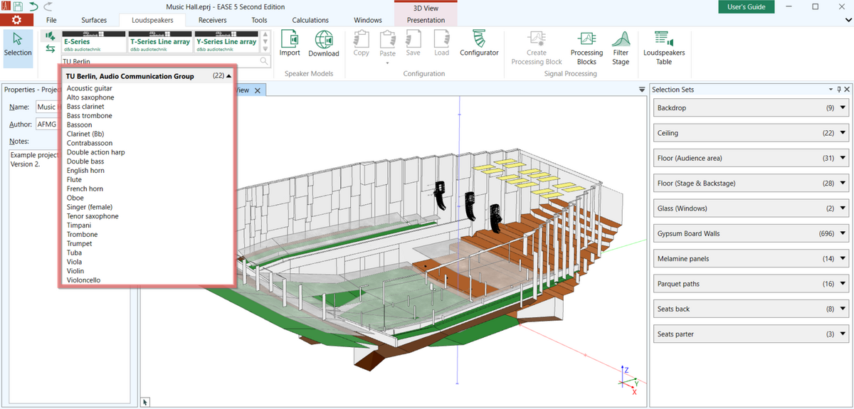 AFMG EASE 5 Acoustic simulation of musical instruments