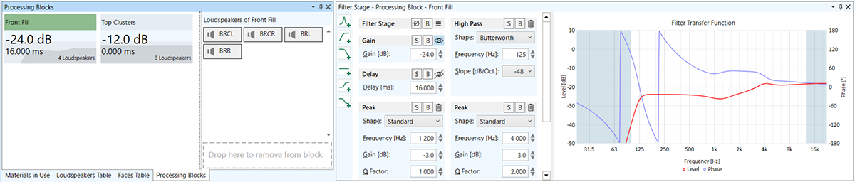 AFMG EASE 5 Processing Blocks and Loudspeakers Filter Stage. More Filters.